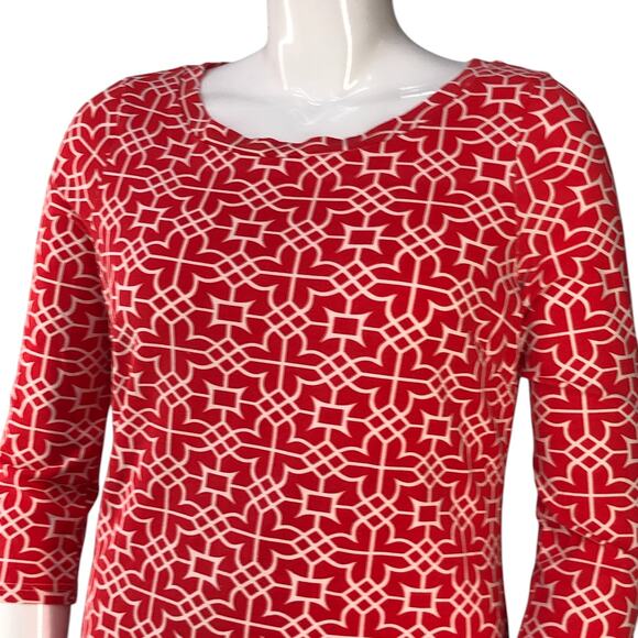 Gretchen Scott Womens Size L Dress Shift Jersey Geometric Print Round Neck Red - Picture 2 of 15